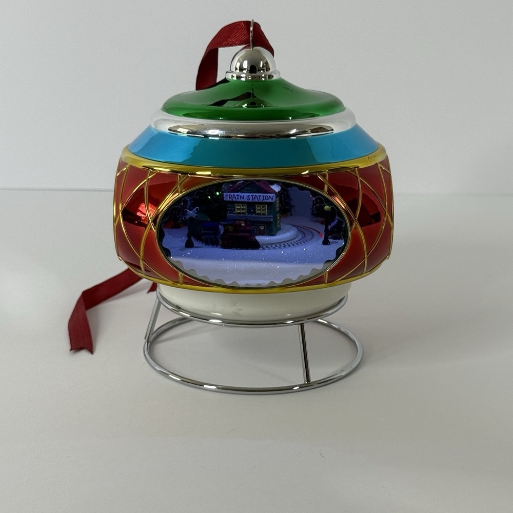 Mr. Christmas Magic Scene Ornament Train Station Light Up Musical Tested Working